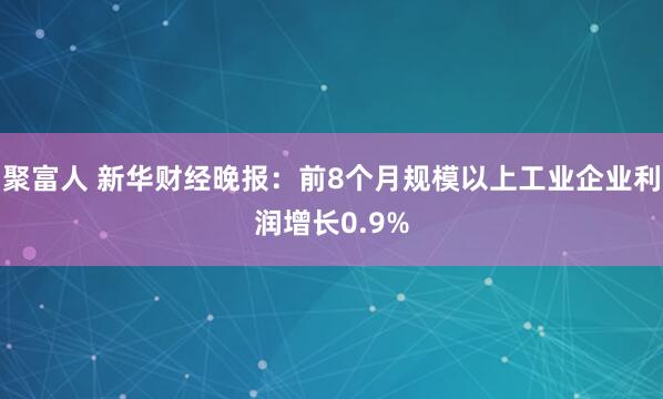 聚富人 新华财经晚报：前8个月规模以上工业企业利润增长0.9%